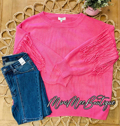 Pink Knit Tassle Sweater