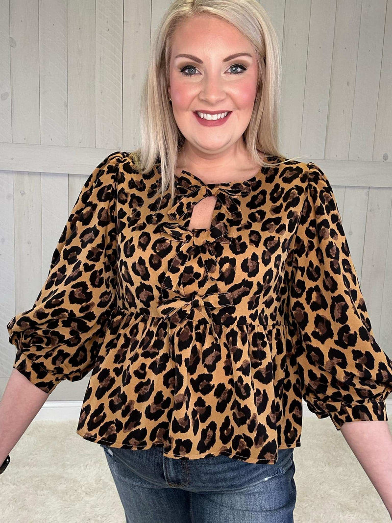 Cheetah Bow Blouse - Mini Mee Boutique