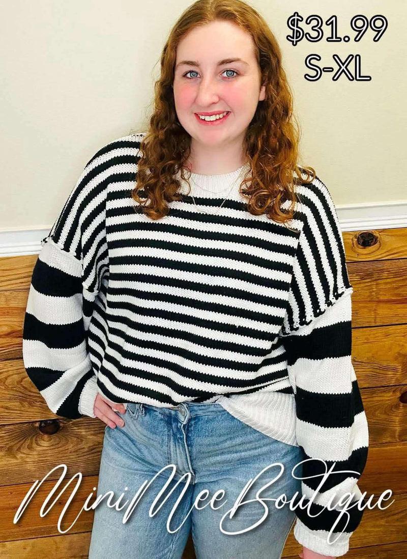 Black/White Striped Sweater - Mini Mee Boutique