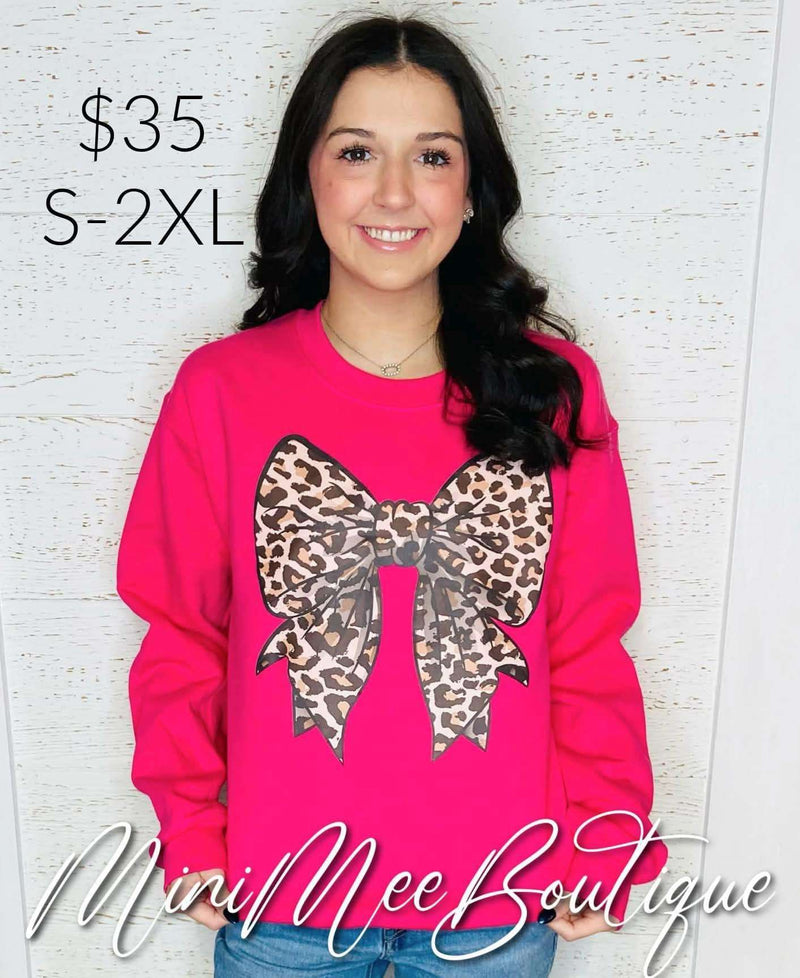 Pink Cheetah Bow Sweater