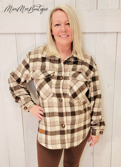 Brown Flannel Shacket - Mini Mee Boutique