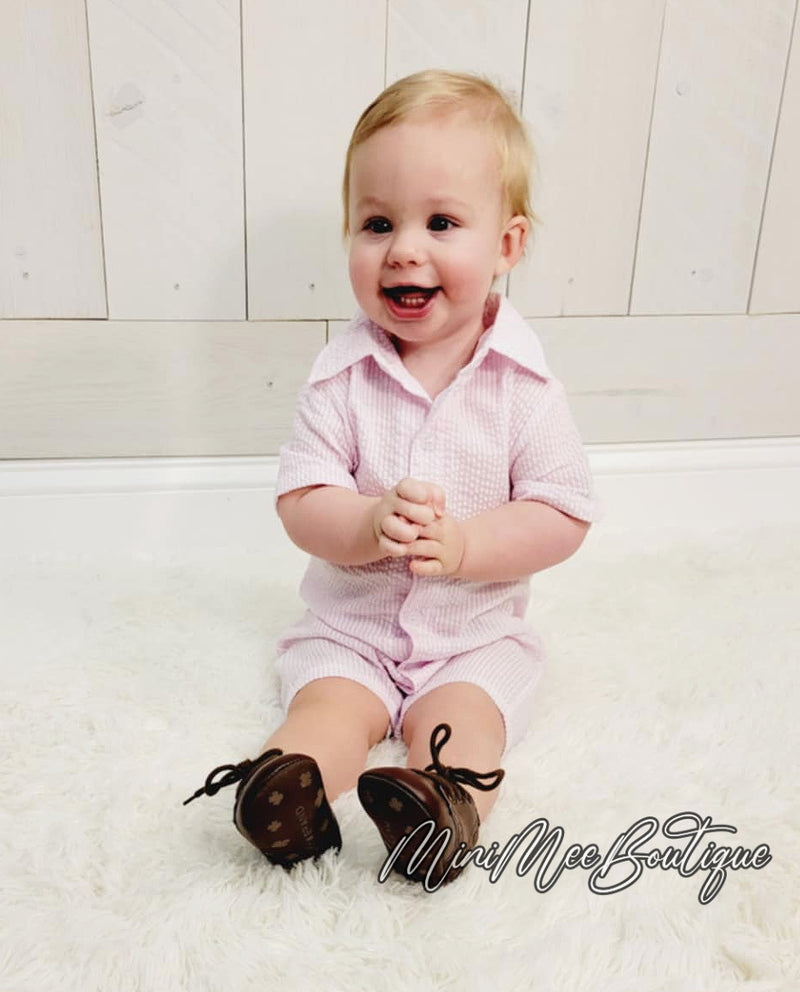 Boys Pink Romper - Mini Mee Boutique