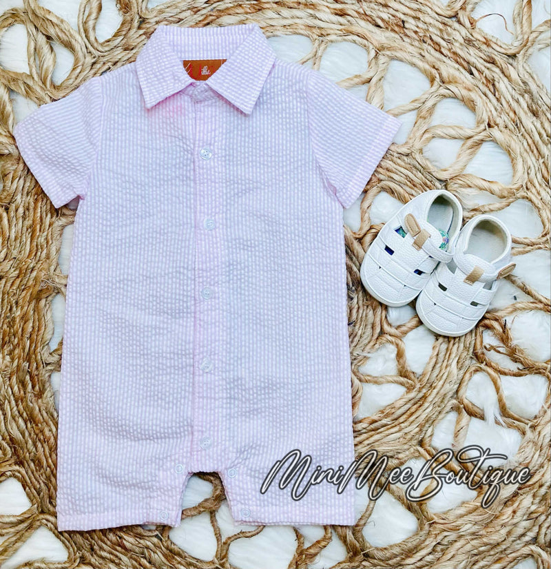 Boys Pink Romper - Mini Mee Boutique