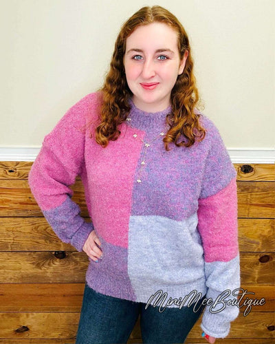 Pink&Purple Block Sweater - Mini Mee Boutique