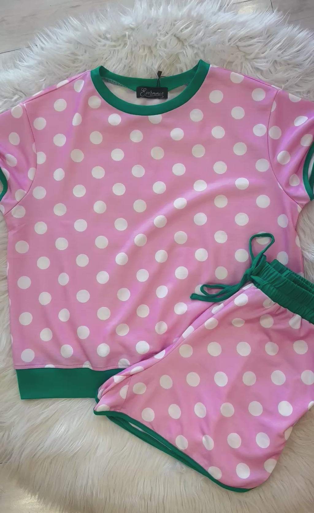 Women’s Evermmee Pink and Green Polka Dot set