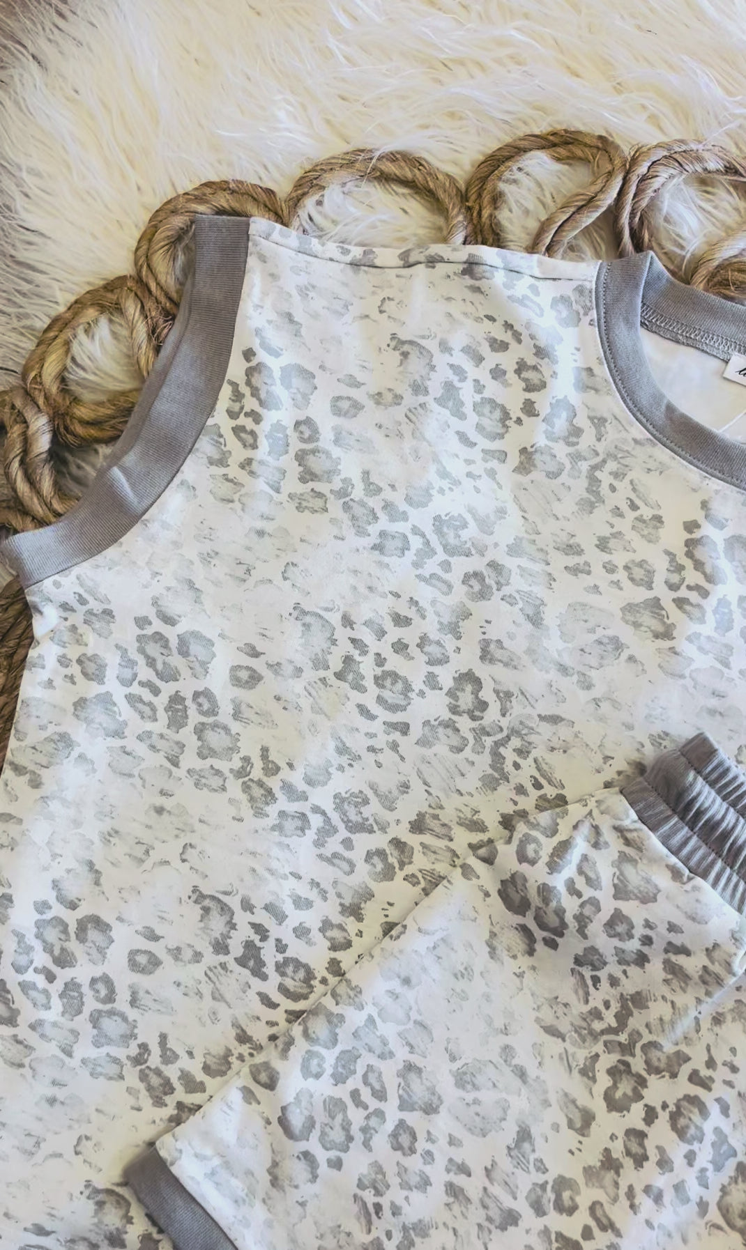 Women’s Grey Leopard Short Set
