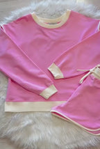 Women’s Zenana Pink Short Set with Contrast Seams