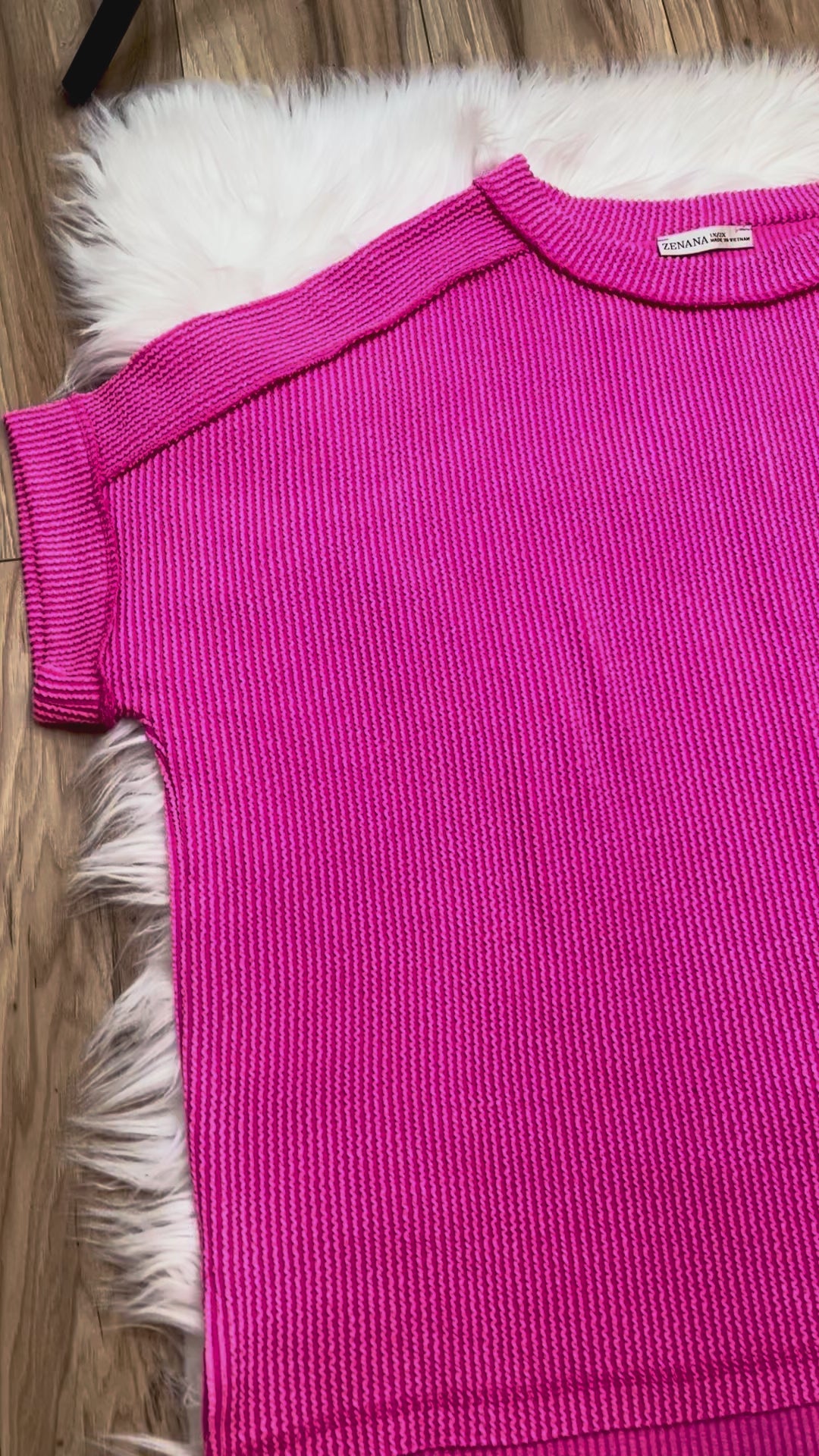 Women’s Zenana Hot Pink Ribbed Top