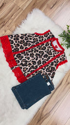 Women’s Leopard Ruffle Lace Top