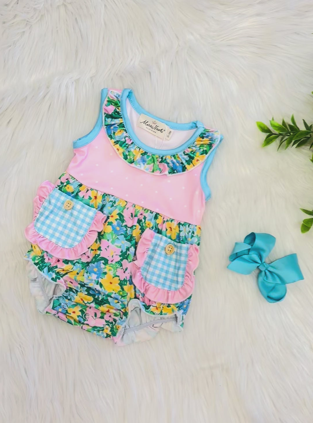 Girl’s Little Blossom Floral Pocket Bubble Romper