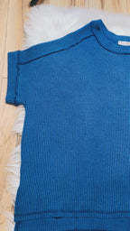Women’s Zenana Classic Blue Ribbed Top