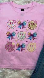 Girl’s Pink Smile And Bow tee