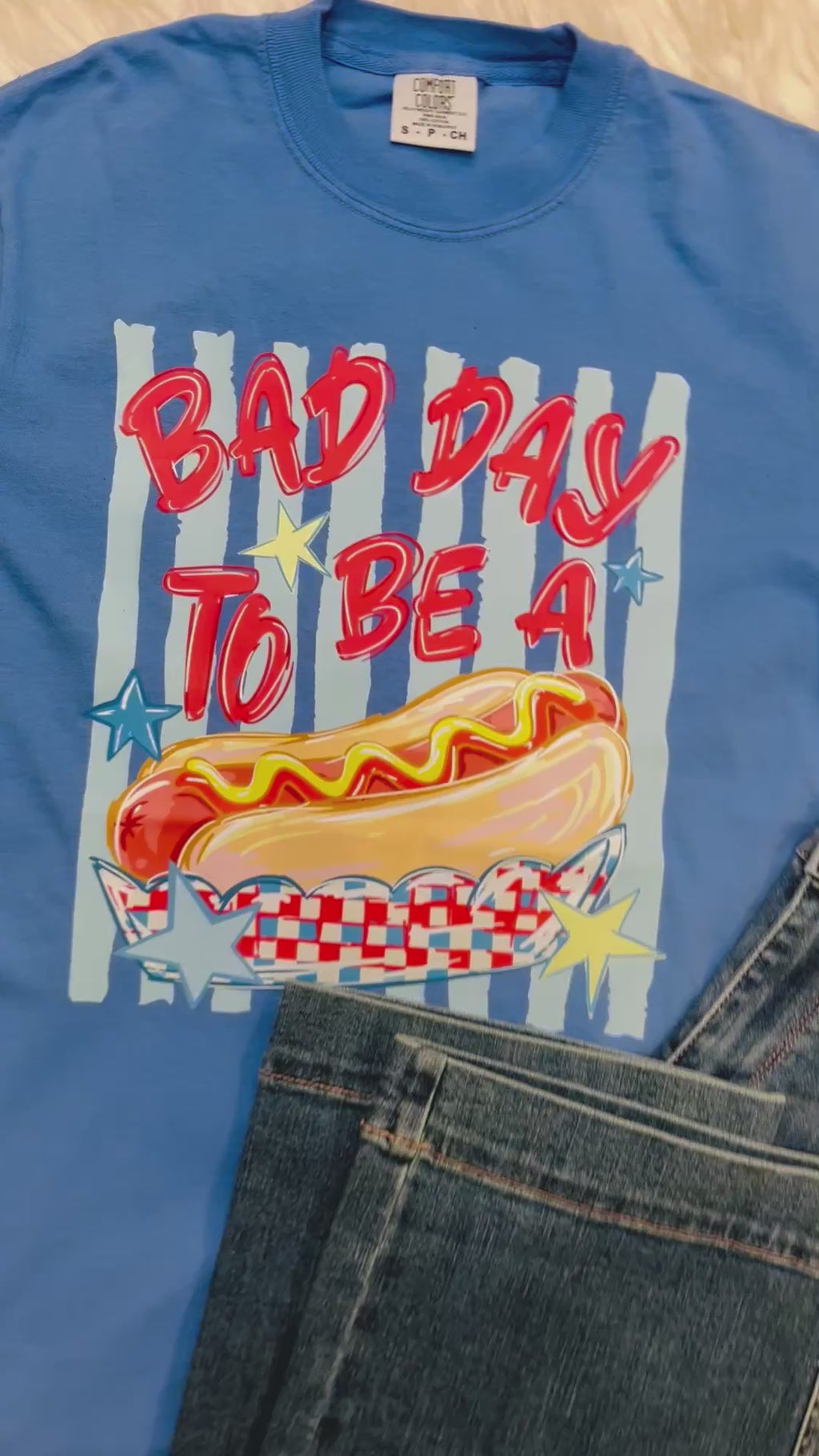 Women’s Blue Bad Day To Be A Hot Dog Graphic Tee