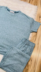 Women’s Zenana Teal Melange Pant Set