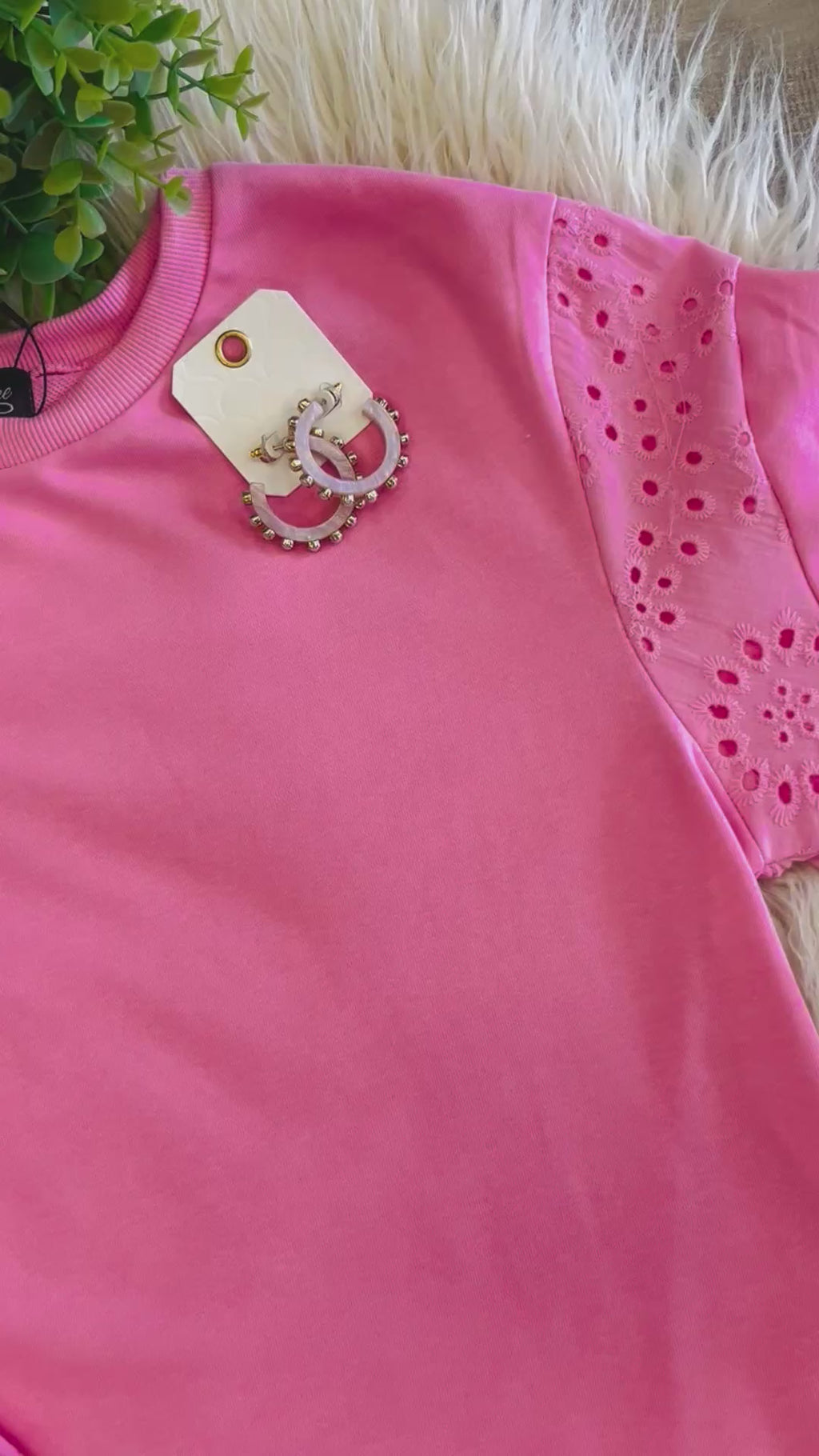 Women’s Pink Floral Eyelet Trim Set
