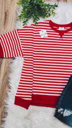 Women’s Very J Red and Cream Stripe Top