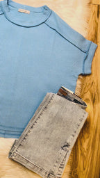 Women’s Zenana Sky Blue Ribbed Top