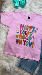 Girl’s Happy Looks Good On You Tee