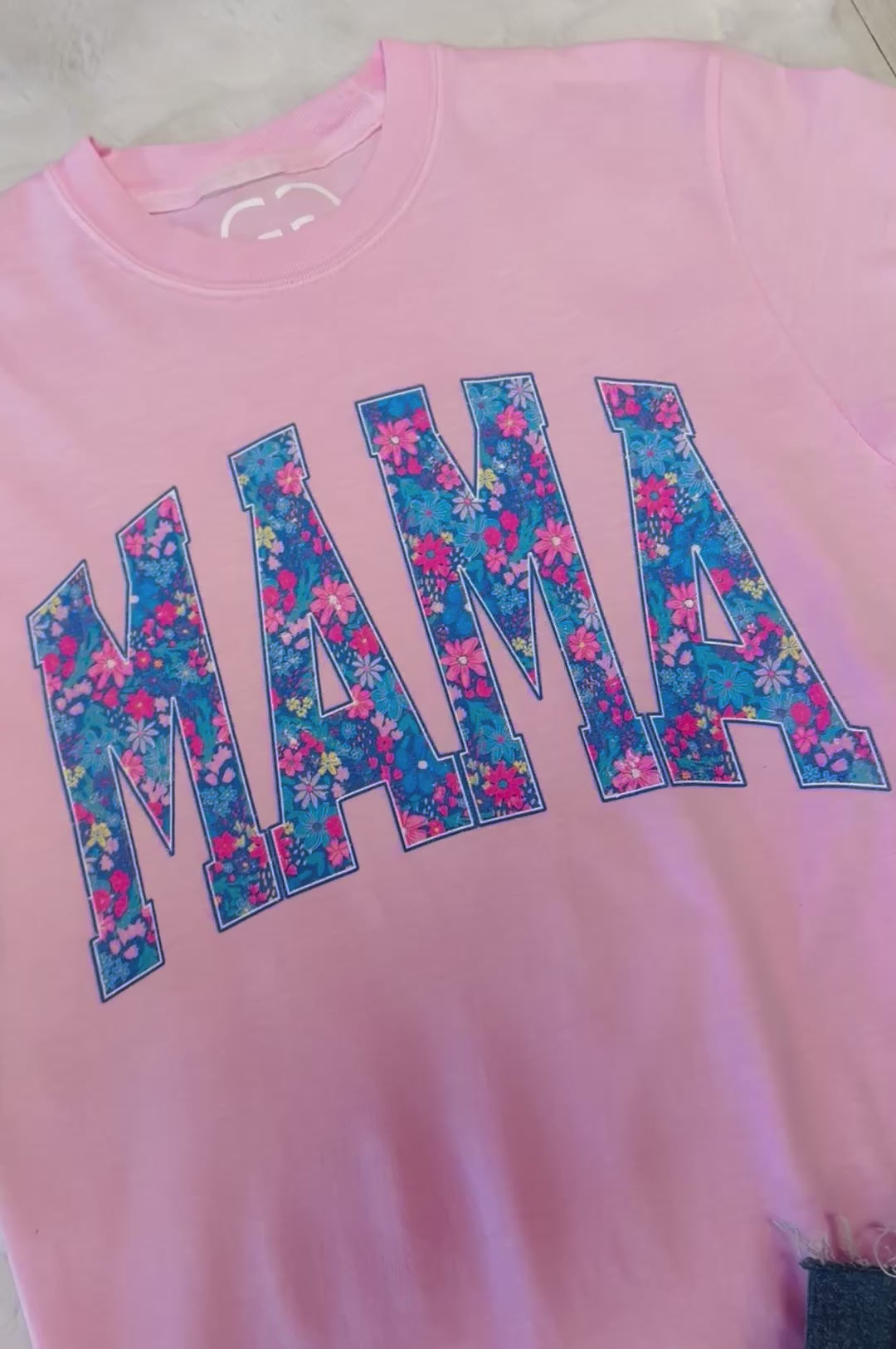 Women’s MAMA pink floral tee shirt