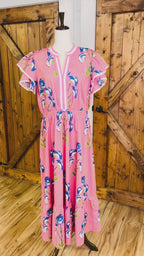 Women’s Curvy Blossom Meadow Print Midi Dress