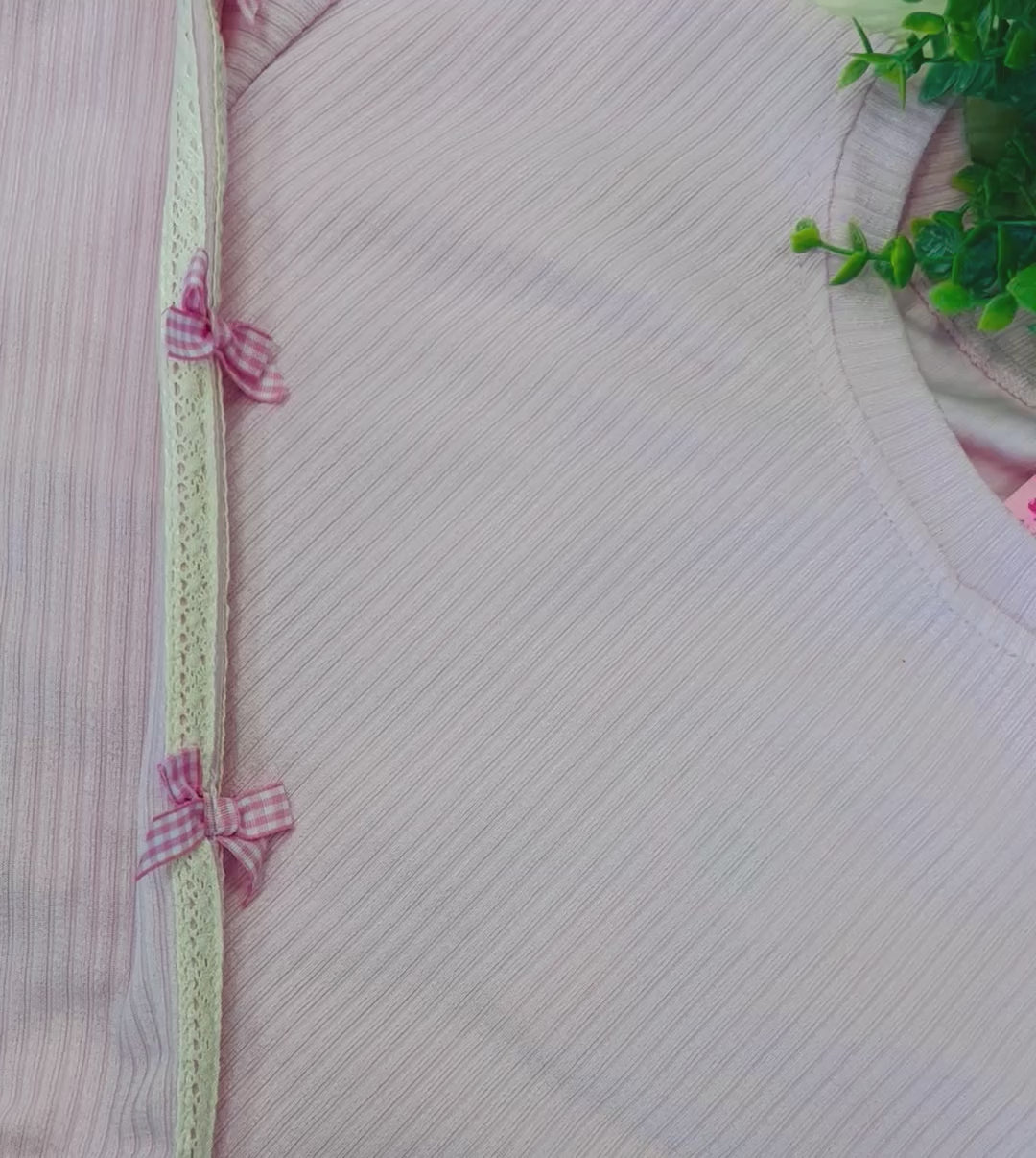 Girls Ribbed Bow Short Set