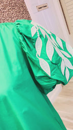 Women’s Green Puff Sleeve Dress
