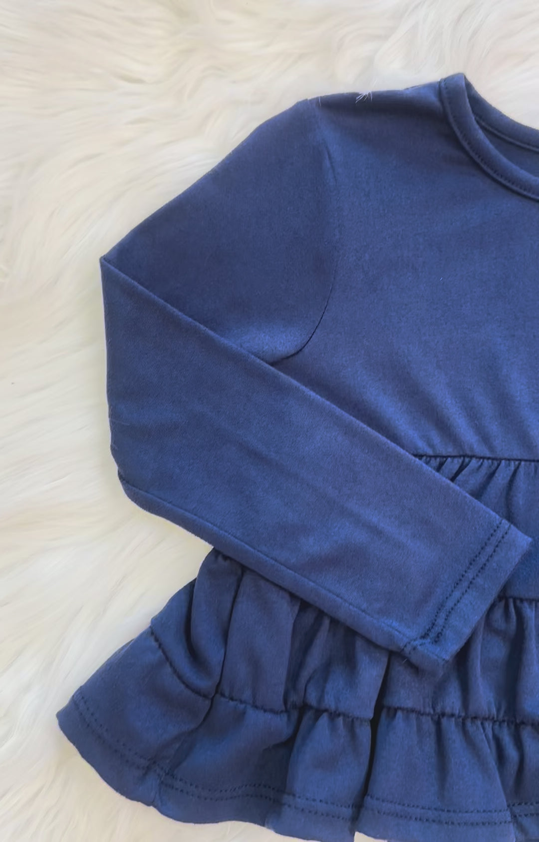 Girl’s Navy Ruffled Top