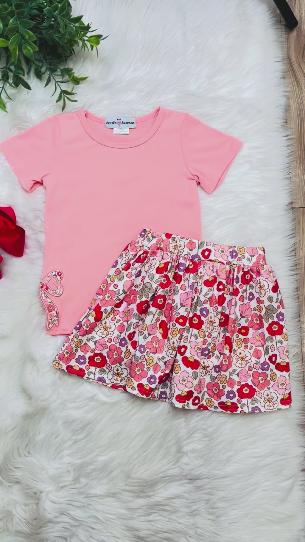 Girl’s Coral Floral Skort Set