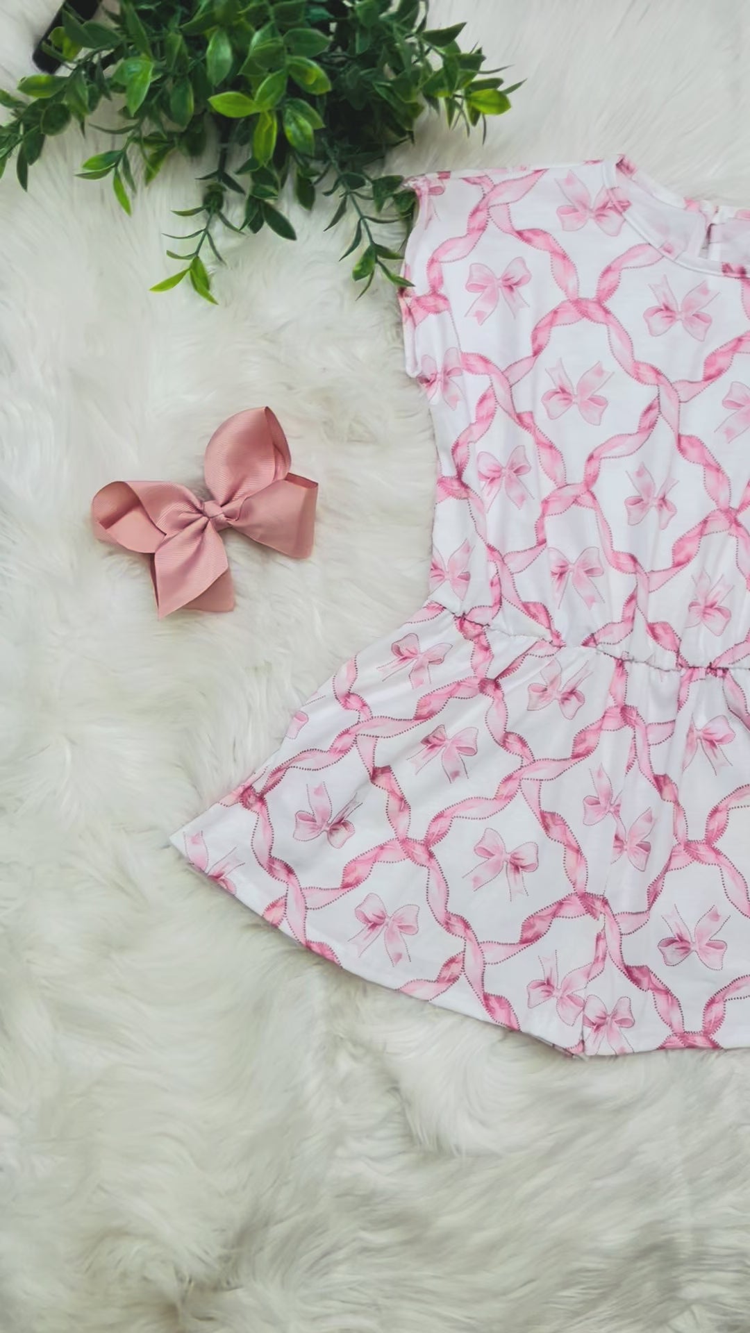 Girl’s Ribbon Print Romper