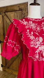 Women’s Umgee Cherry Red Embroidered Dress