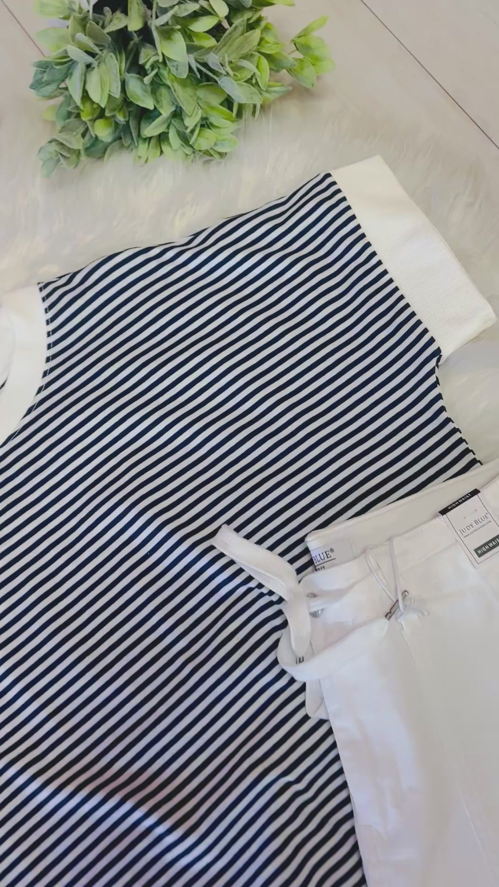 Women’s Zenana Navy Striped Top