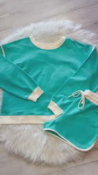 Women’s Zenana Teal Short Set with Contrast Seams