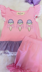 Girls Sweet Scoops Embroidered Ruffle Set