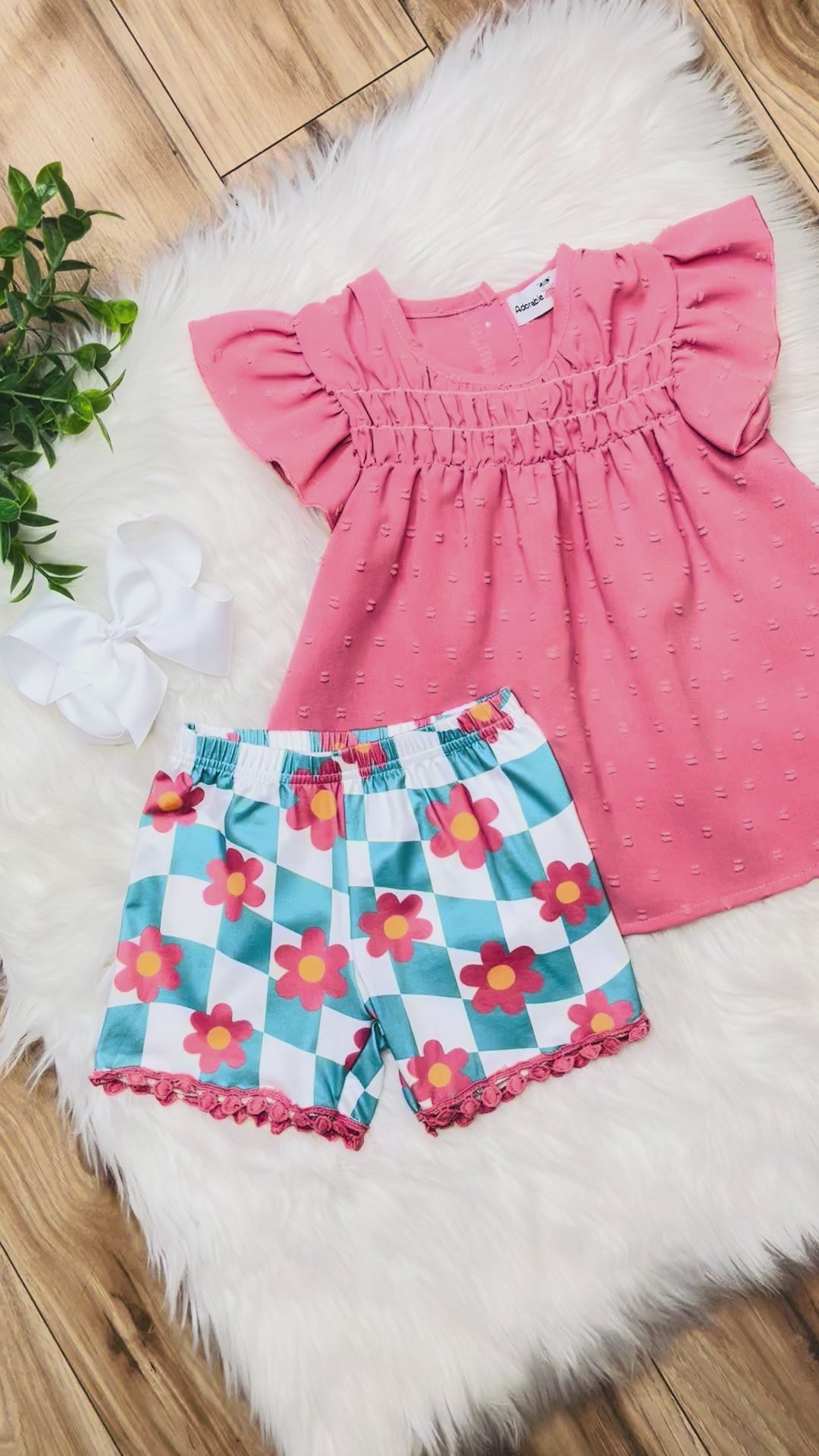 Girls Mauve Floral Short Set