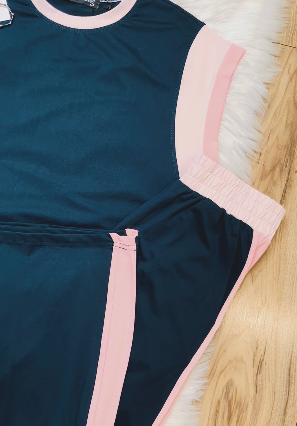 Women’s Evermmee Navy and Light Pink Pant Set