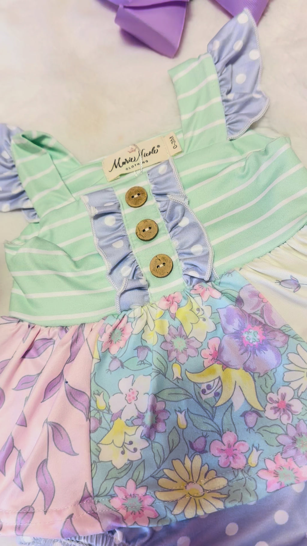 Girls Pastel Bloom Ruffle Bubble Romper