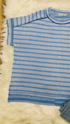 Women’s Zenana Cornflower Blue Ribbed Striped Top
