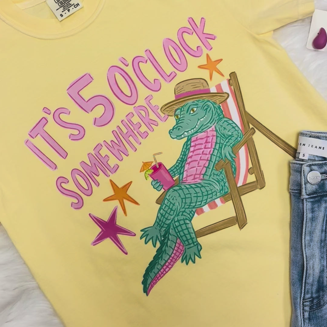 Women’s Yellow “It’s 5 O’Clock Somewhere” Graphic Tee