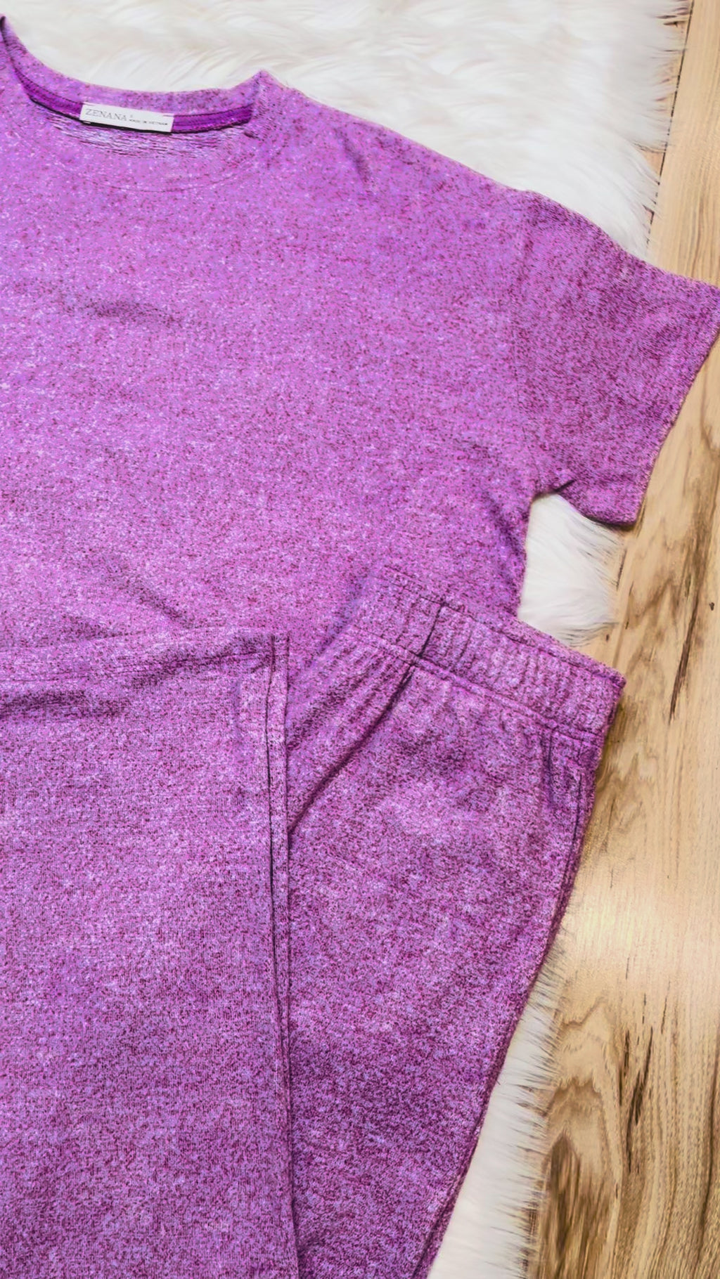 Women’s Zenana Light Plum Melange Pant Set