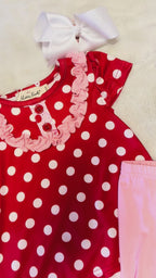 Girls Polka Dot Cherries Hi-Low Top Set