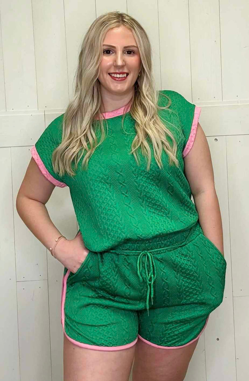 Green & Pink 2 piece short set - Mini Mee Boutique