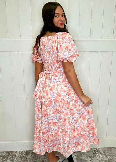 Women’s Smocked Floral Midi Dress - Mini Mee Boutique