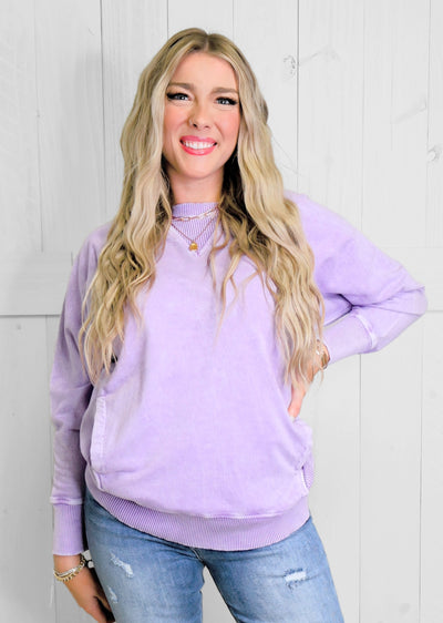 Purple Acid Wash Crewneck