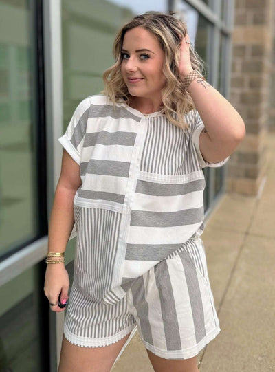 Umgee Grey Striped 2 Piece Set - Mini Mee Boutique