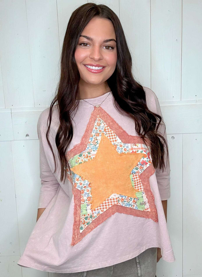 Easel Star Patch Top - Mini Mee Boutique