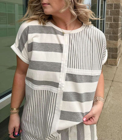 Umgee Grey Striped 2 Piece Set - Mini Mee Boutique