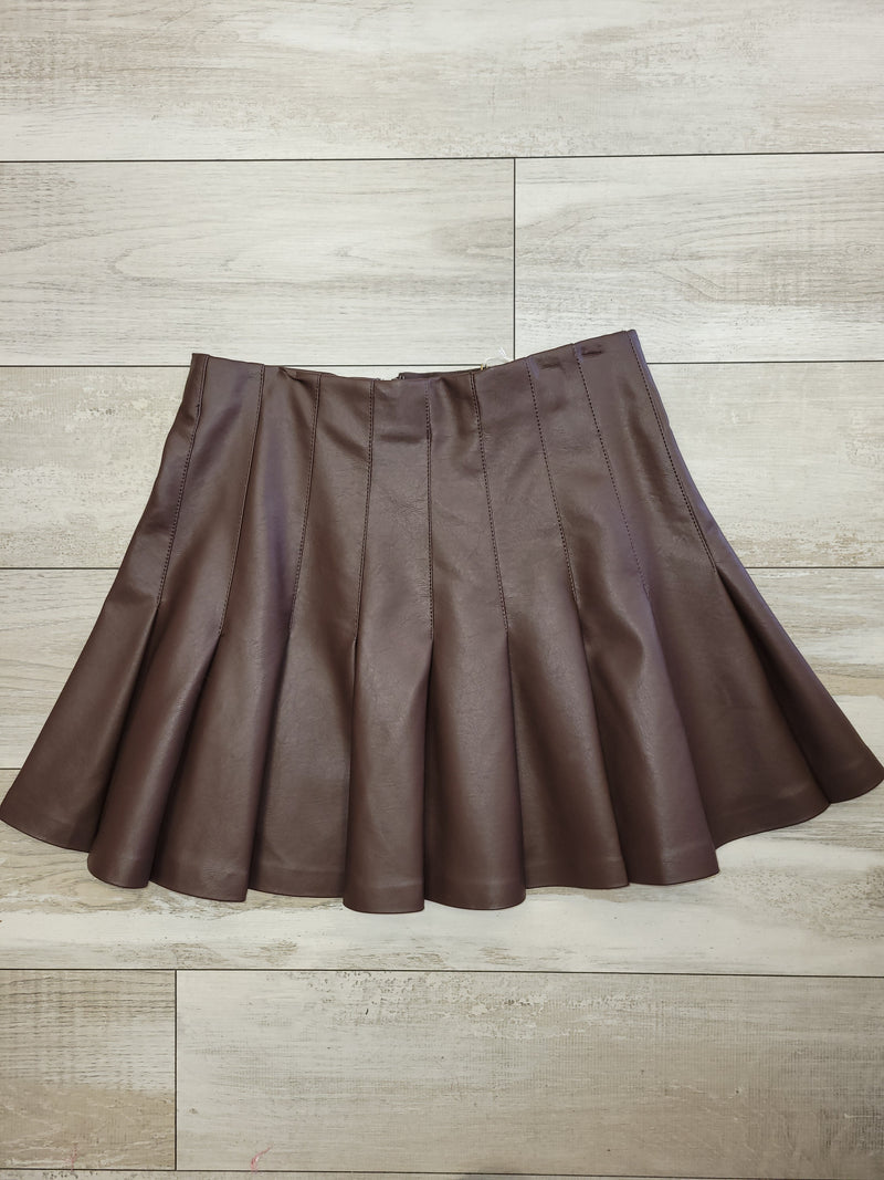 Brown Leather Skirt - Mini Mee Boutique